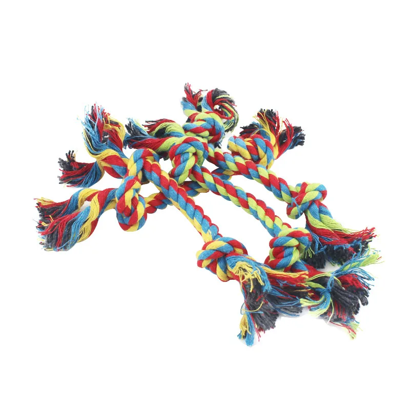 1pc Pet Dog Toy Double Knot Cotton Rope Braided Bone Shape Puppy Chew Toy Cleaning Tooth