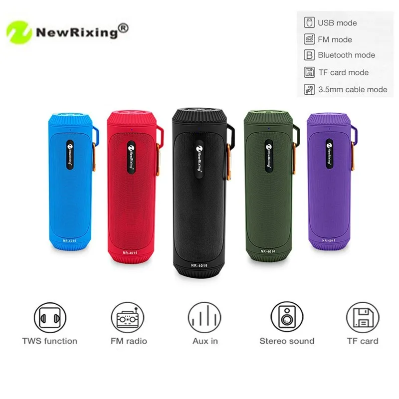 

2018 NewRixing NR-4016 Outdoor Wireless Bluetooth Stereo Speaker Portable Player multi-functional Available 5 colors Speaker