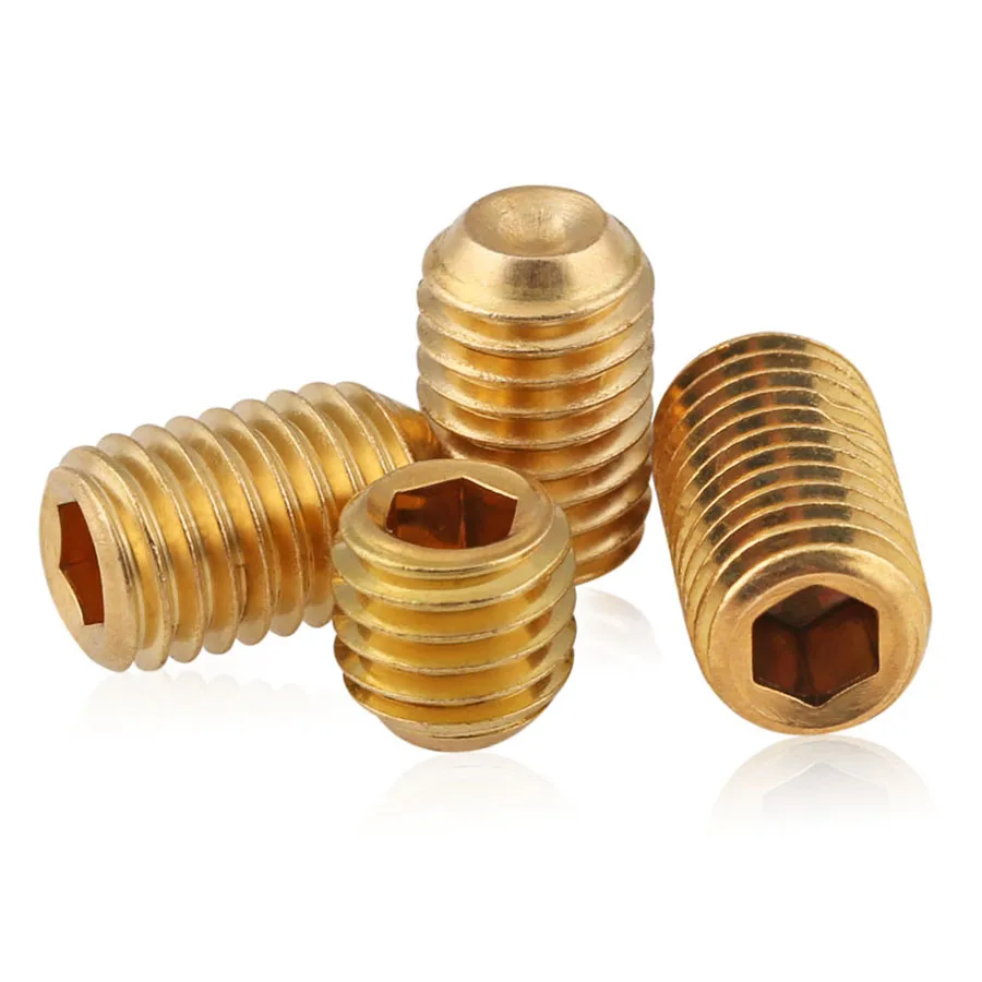 

5-50Pcs Brass Cup Point Grub Hex Socket Set Screws M3 M4 M5 M6 M8 M10 Brass Allen Head Hex Socket Srews