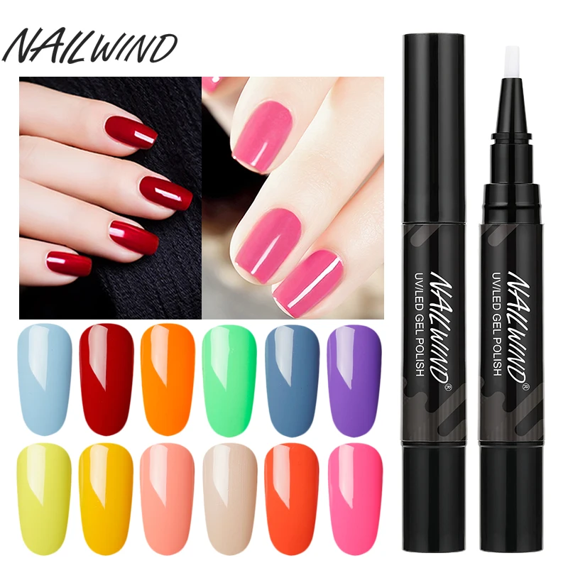 

NAILWIND 5ML Nail Polish 31-60 Semi Permanent UV Hybrid Nail Gel Polish Nail Brush Pen Nails Art Soak Off Top White Gel Lacquer