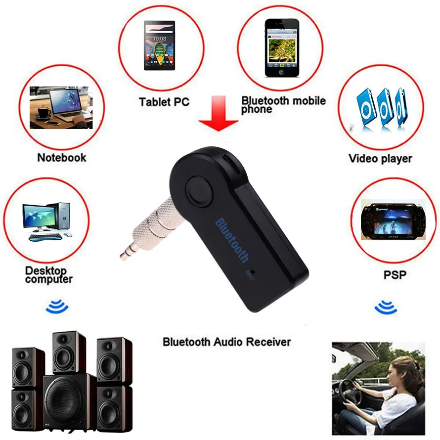 Беспроводной Bluetooth приемник динамик наушники адаптер 3,5 мм AUX аудио стерео музыка Hands-free домашний автомобильный Bluetooth аудио адаптер