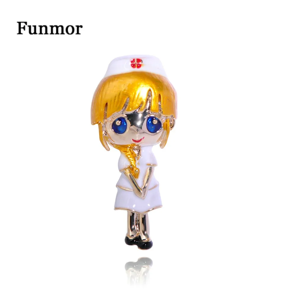 

Funmor Carton Nurse Brooch Enamel Pins Alloy Jewelry Women Girls Dress Coat Shirt Decoration Corsage Daily Work Accessories Gift