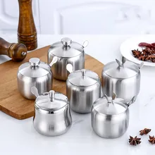 Европейская 304 коробка для приправ из нержавеющей стали, одна ложка, банка для приправ, емкость для соли, перца, масла, кухонные принадлежности Q005