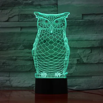 

Owl 3D Visual Bulb Optical Illusion LED Lamp Touch Switch sensor Night Light USB Flexible projection engraved acrylic gifts