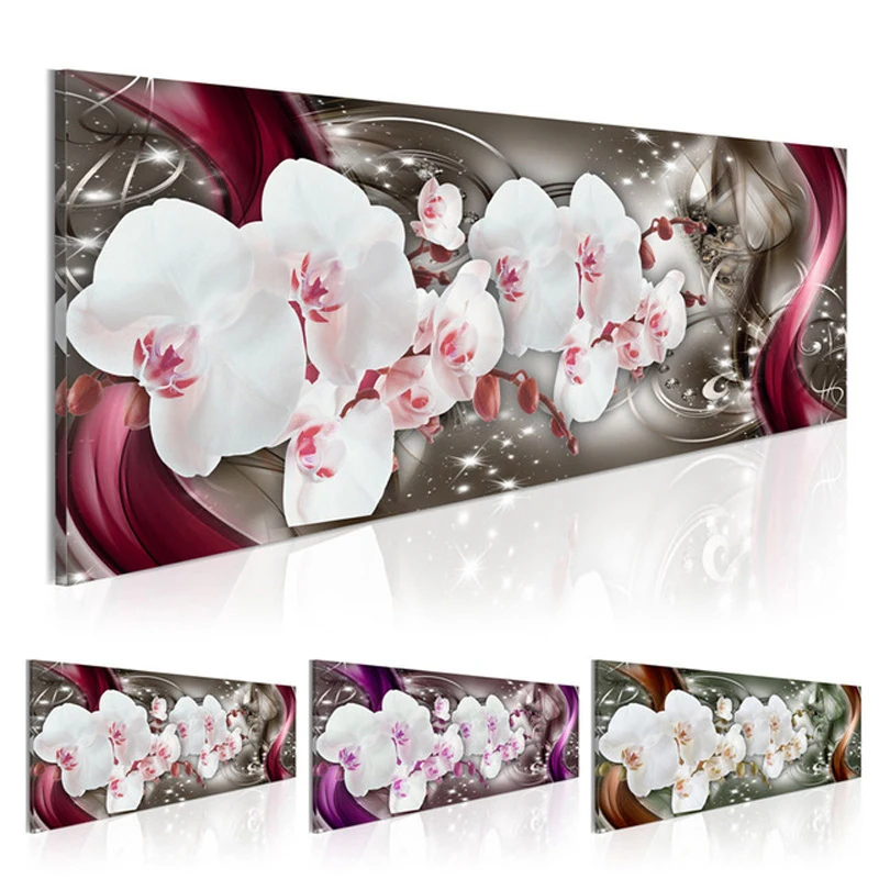 

Full Square Large diy diamond painting Beautiful White and Red Orchid Diamond Embroidery 5d cross stitch Wall StickerZP-1586