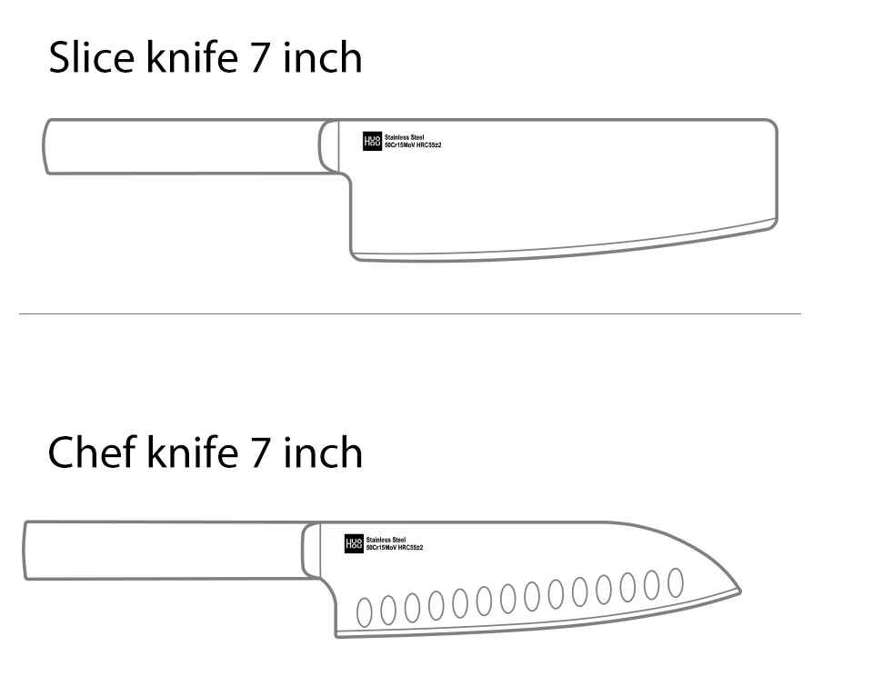 Original Xiaomi Mijia Huohou Cool Black Kitchen Non-Stick Knife Stainless Steel Knife Set 307mm Slicing Knife +298mm Chef Knife  (21)