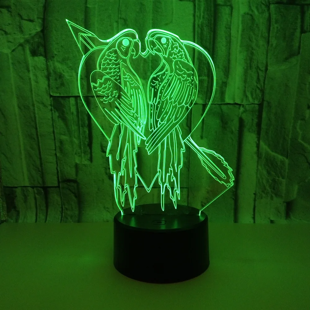 Parrot Colorful 3d Nightlight Colorful Bird Creative Touch Lights Bedroom Kids Lamp Wholesale 7