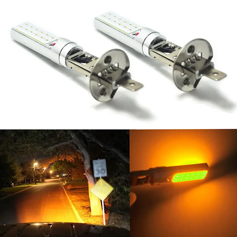 

2pcs H1 12W 100394LED Fog Light COB 3000K Amber Yellow DRL Daytime Running Driving Bulb