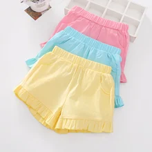 Детская одежда футболки для девочек ясельного возраста, лето, детская одежда повседневные шорты с оборками универсальные шорты Одежда для девочек от 3 до 12 лет