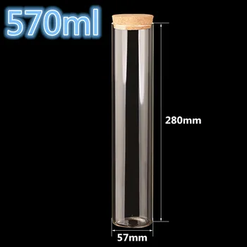 

570ml Glass Saffron Jars with Corks Food Grade Widemouth Container Jars Saffron Transparent Clear Empty Bottles 57x280mm 5PCS