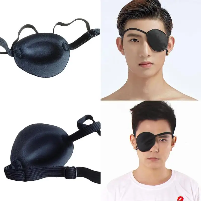 Unisex Black Single Eye Patch Washable Adjustable Concave Eyepatch