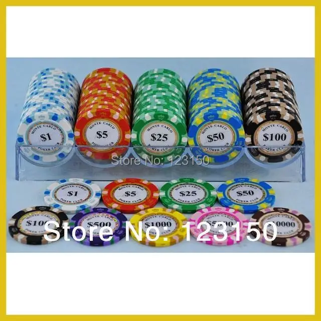 

PK-8002A-100pcsT 100pcs/pack with clear Tray, Clay 14g Poker Chips insert metal