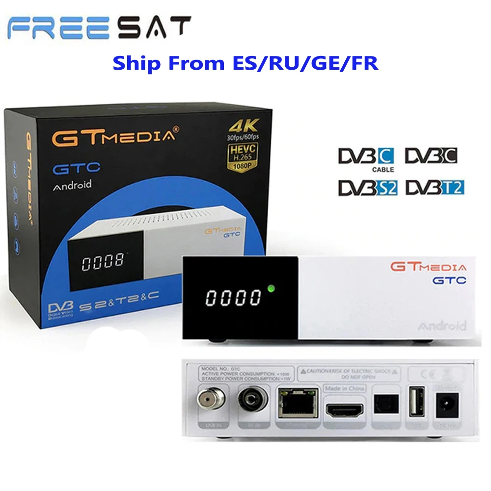 

Satellite TV Receiver Freesat GTC Receptor DVB-S2 DVB-C DVB-T2 Amlogic S905D android 6.0 TV BOX 2GB 16GB +1 Year cccam TV Box