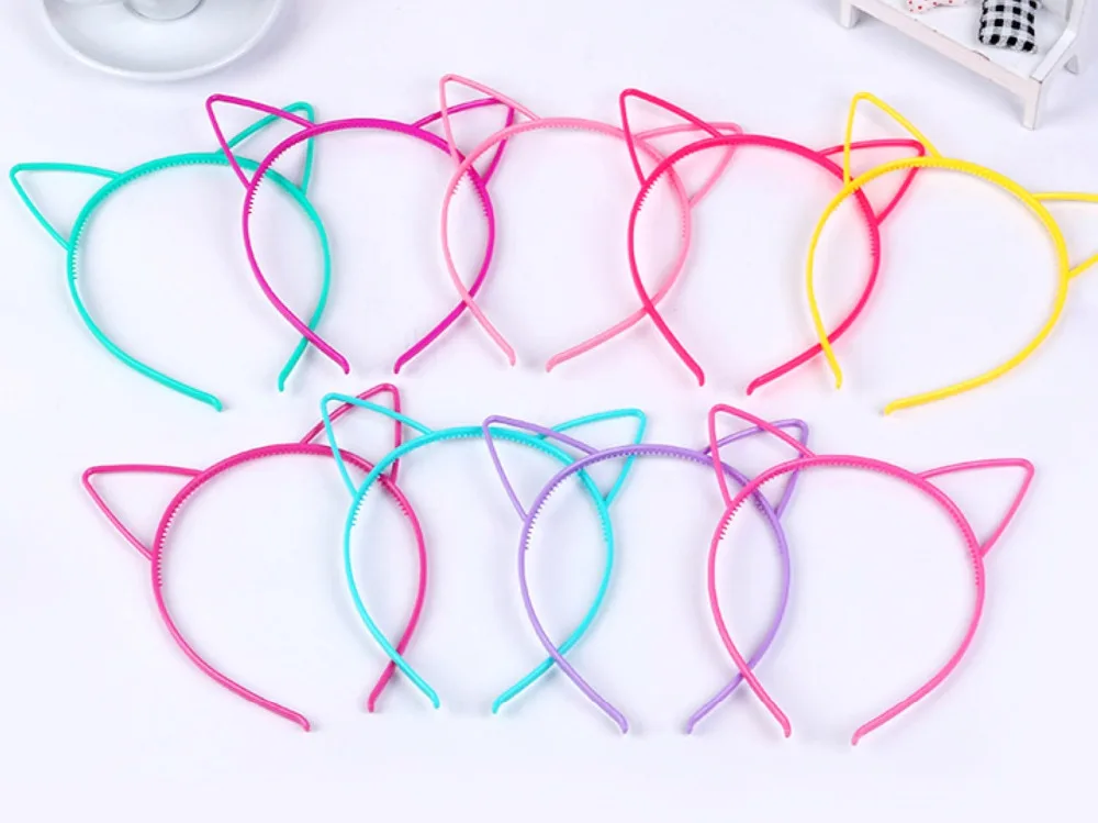 

10 Mixed Color Plastic Cat Ear Hair Tiara Princess Headband Hair band With Teeth