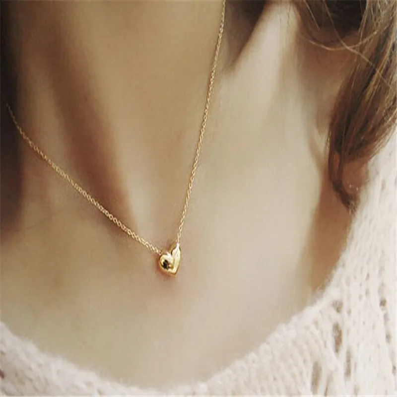Gold Plated lovely Heart Womens Bib Statement Chain Jewelry Pendant Necklace