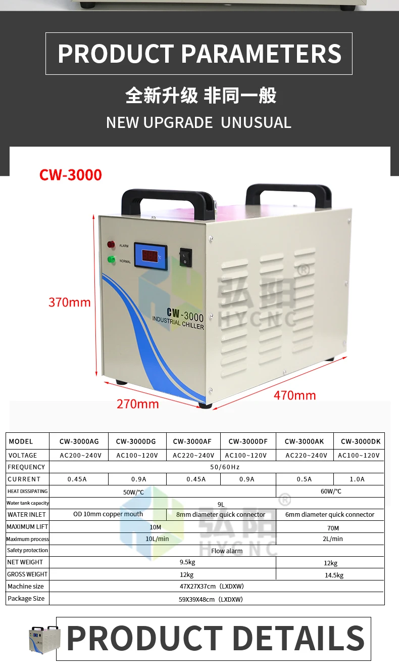 Промышленных охладителей небольшой CW3000 холодильной машины охлаждения воды литья лазерный плесень резки части