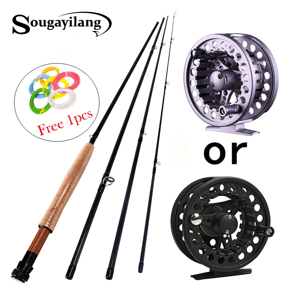 Sougayilang 2.7 M يطير الصيد رود ل 4 أقسام يطير قضيب كومبو مجموعة 5/6 إطارات دراجة تسلق الجبال خفيفة الوزن الكربون قصبة صيد خشبية الخيزران الأسماك معال...