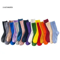 Harajuku 1 пара Длинные женские радужные носки школьный стиль хлопок сплошной цвет женские модные свежие носки для корейских женские носки