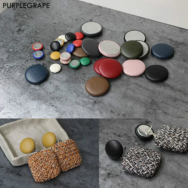 10mm 13mm Faux leather round cloth buckle DIY button jewelry material homemade bean earrings accessories a pack of 10