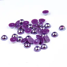 

1000/500pcs 2-5mm Mixed Sizes Dark Purple AB Color Resin Half Round Pearl Beads Non Hotfix For Nails Art Backpack DIY Decoration