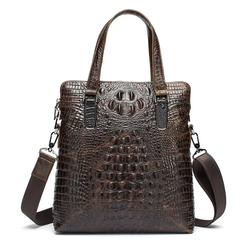 

New Designer Men Bag Cow Leather Crossbody Bag Male Laptop Tote Shoulder Bag Business Fashion Alligator Leather Messenger Bag