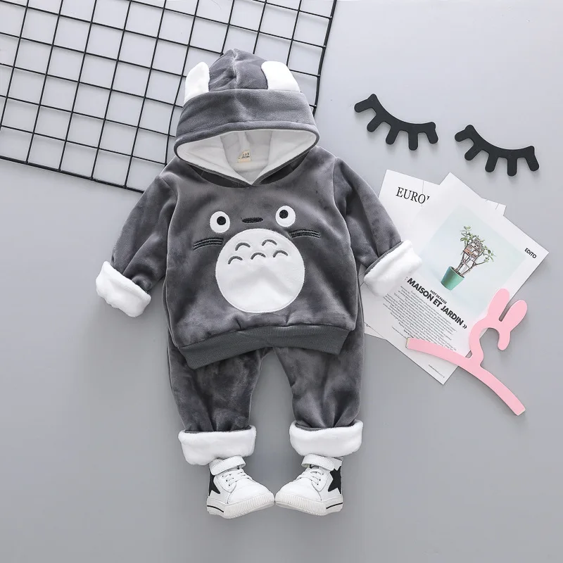

Baby Winter Thicken Warm Clothing Set Baby Girl Clothing Sets Cartoon Lovely Pattern Hooded 2 Pieces Sports Suit