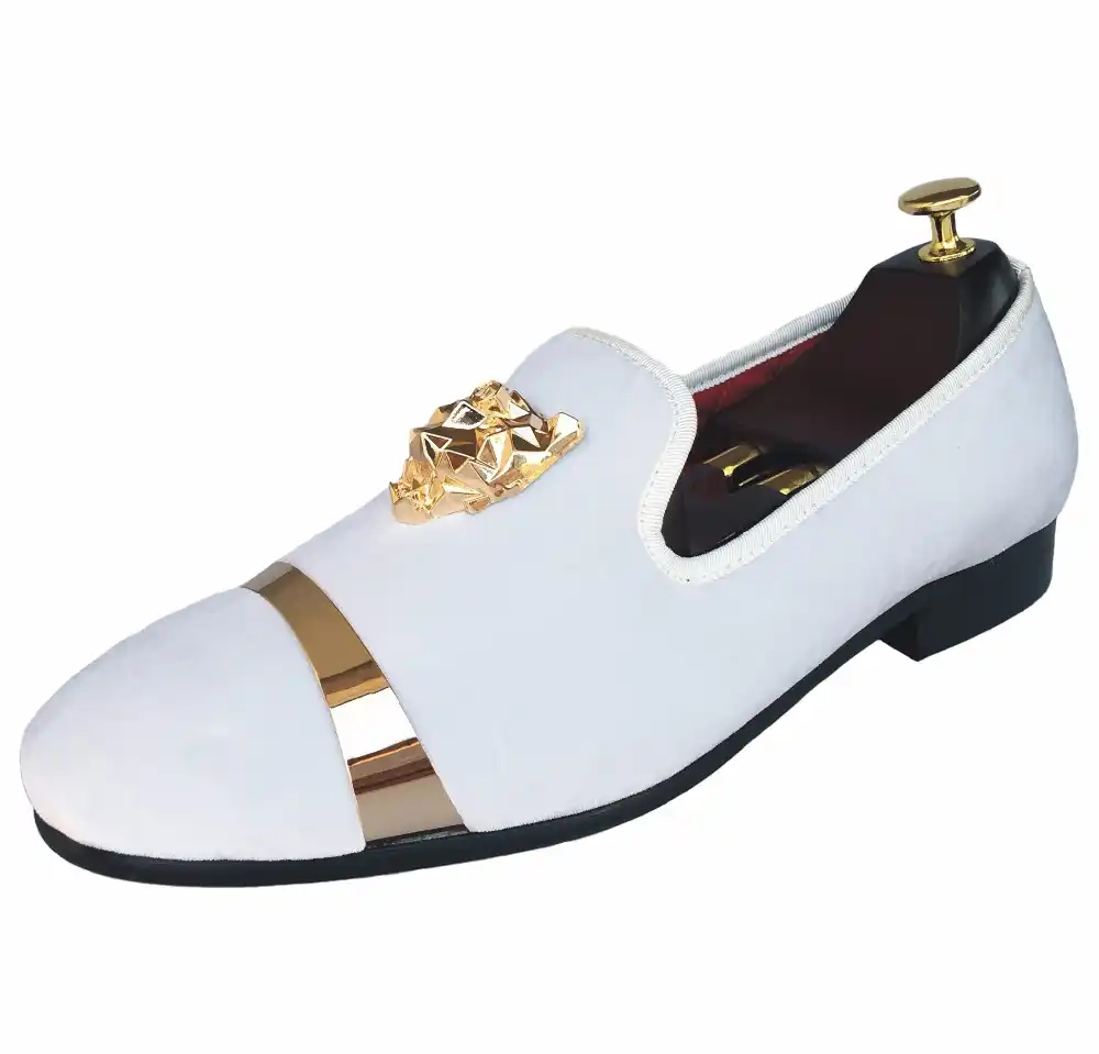 men white and gold dress shoes