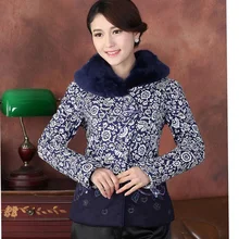 Новая Китайская традиционная Женская зимняя стеганая куртка с вышитым цветком из искусственной норки пальто L XL XXL 3XL 4XL TF 013