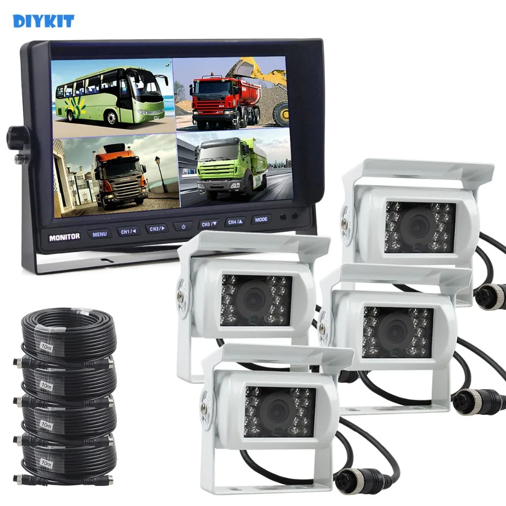 DIYKIT 10 &quot4 Сплит четырехъядерный автомобильный монитор + 4 CCD IR камера ночного