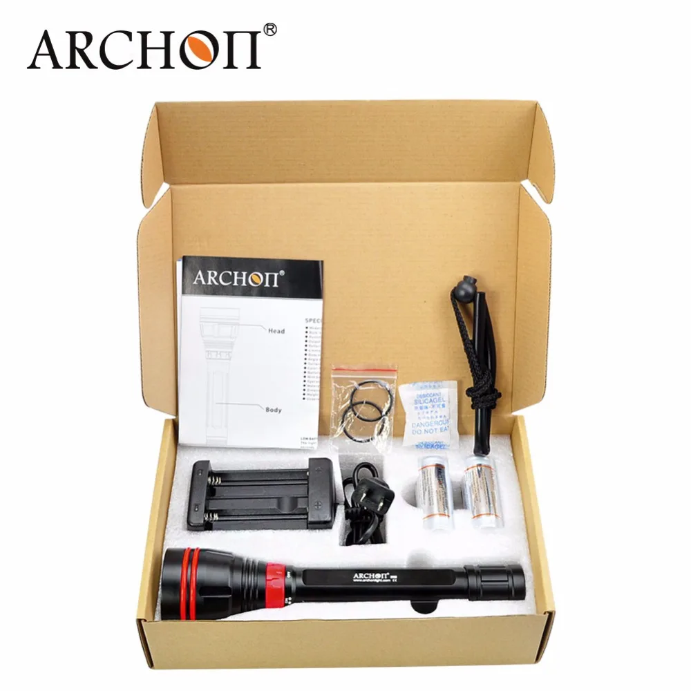  New ARCHON DY02 4000 lumens 6500k CREE XP-L LED Diving Flashlight Torch Light by 26650 Battery and  - 32698208023