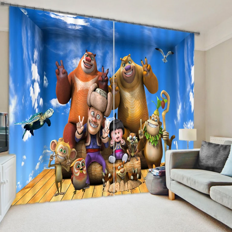 

Cartoon characters anaglyph digital shutter blackout curtains children