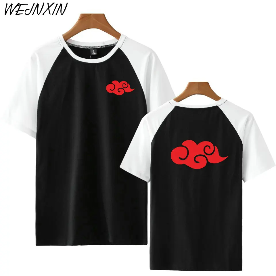

WEJNXIN Summer Latest Anime Naruto Akatsuki Cloud Badge Print Short Sleeve T Shirt Uchiha Itachi Costume Hip Hop Tops Tees