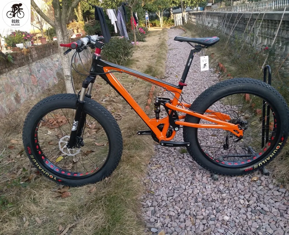 Top Kalosse  26*4.0 tires   24/27/30 speed  snow  mountain bike Soft-tail frame  DH/AM/FR Beach  bike 1