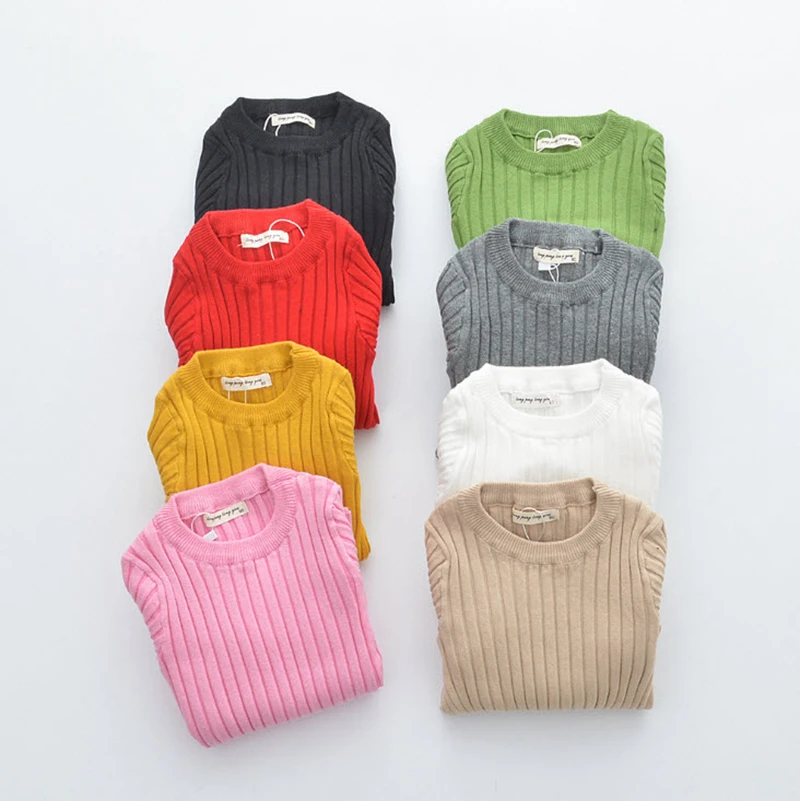 

Baby Boys Girls Sweaters Solid Knitted Pullovers O-Neck 2018 New Autumn Winter Kids Clothing Multi Color 12M-6Y GW94