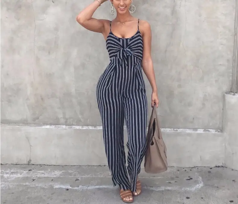 

New summer Bodycon backless stripes jumpsuits For women spicy evening club clothes overalls Casual butterfly overalls jumpsuit