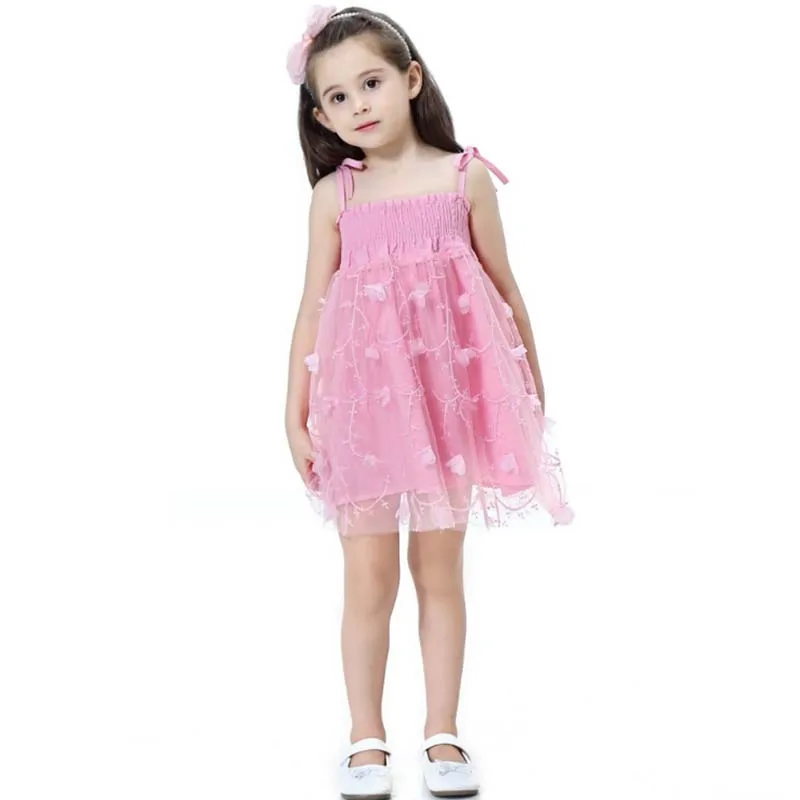 

2019 girls dress summer 2-7Y new solid color mesh princess dress children kids sleeveless wedding party dresses girls clothing
