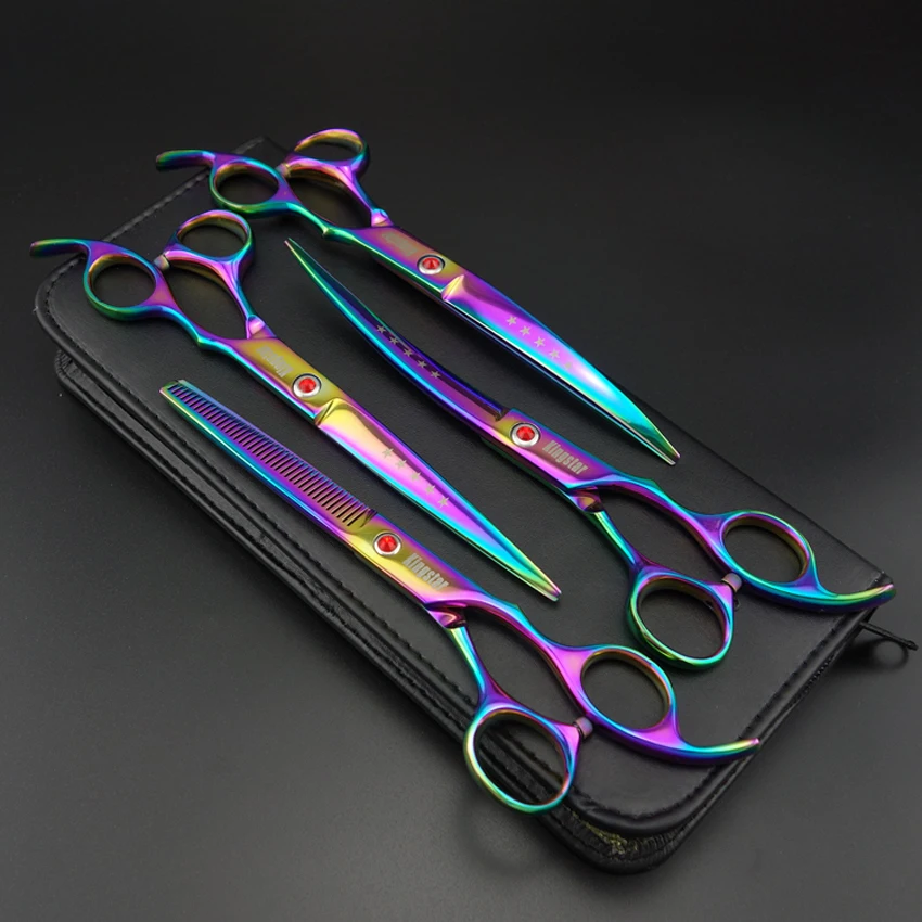 7.0in Titanium Rainbow Professional Pet Grooming Scissors set,Straight