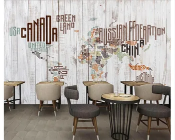 

Custom photo wallpaper for walls 3 d murals wallpaper Retro Vintage English Alphabet World Map Background Wall papers home decor