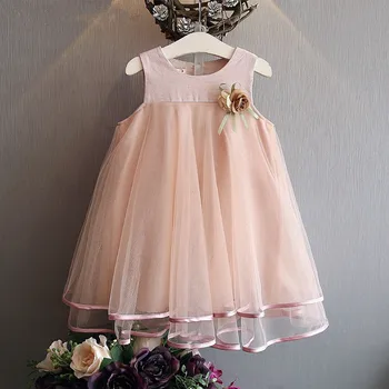 

Summer Dress For Girl Kid Clothes Dress Princess 3-7Years Sleeveless Appliques Floral Party Tutu Dresses Girl hot
