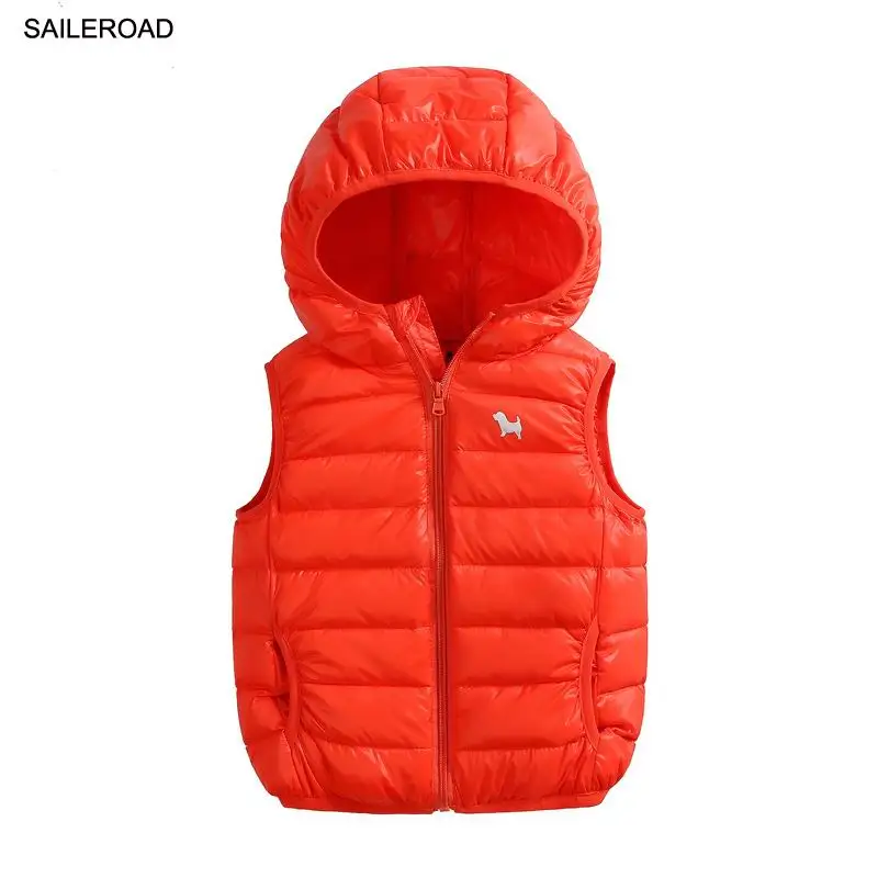 SAILEROAD 2 9Year Зимняя Девочка Мальчик Жилет Сплошной Цвет Дети Белая Утка Пух Теплая