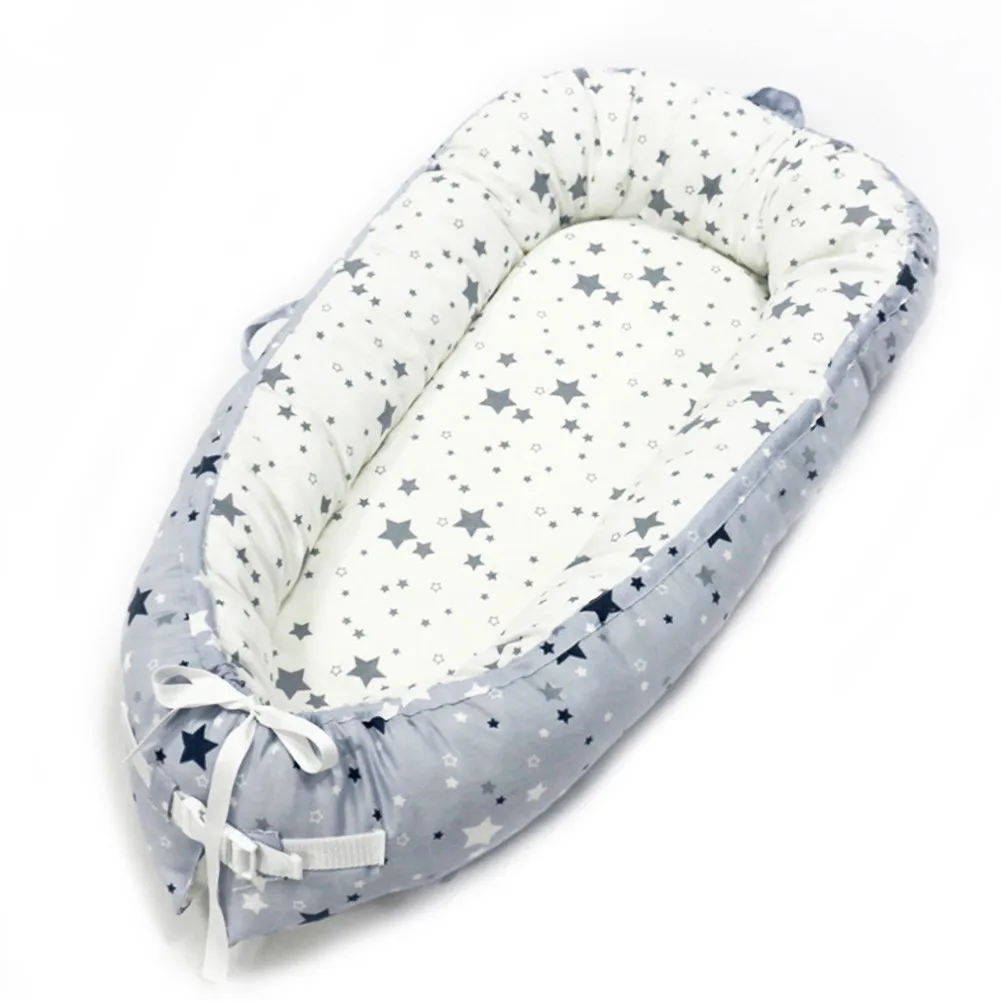 Newborn Baby Portable Removable And Washable Crib Travel Bed Star Dot Flower Printing Nest Bed Cotton Travel Bed For Children