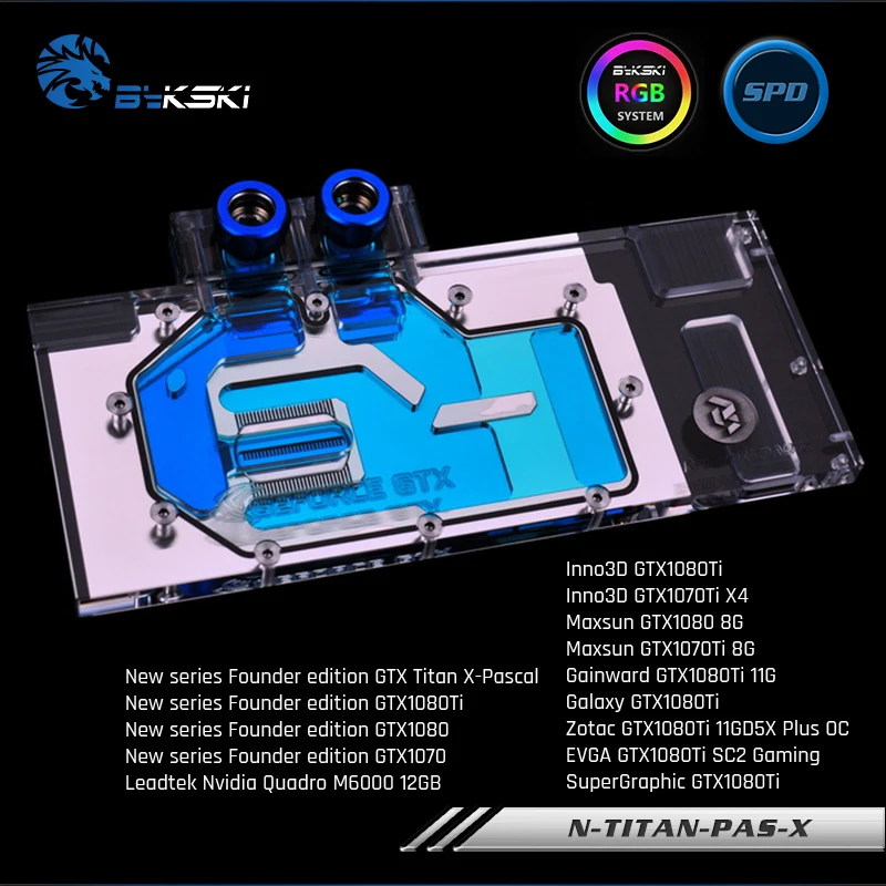 

Bykski N-TITAN-PAS-X Full Cover Graphics Card Water Cooling Block for NewFounder GTX Titan X-Pascal,GTX1080Ti/1080/1070,M6000