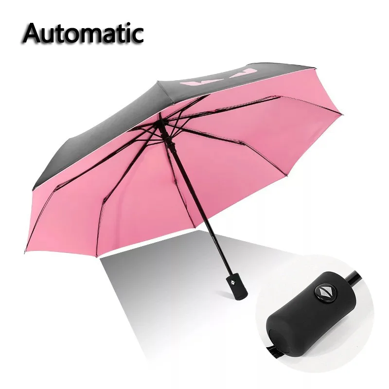 Pink (Automatic) Зонт от дождя для женщин, полностью автоматический, ветрозащитный, для путешествий, от солнца, модный, три складной, устойчивый к ультрафиолетовому излучению, зонт для мужчин, все в 1 WZP126 - Цвет: Pink (Automatic)