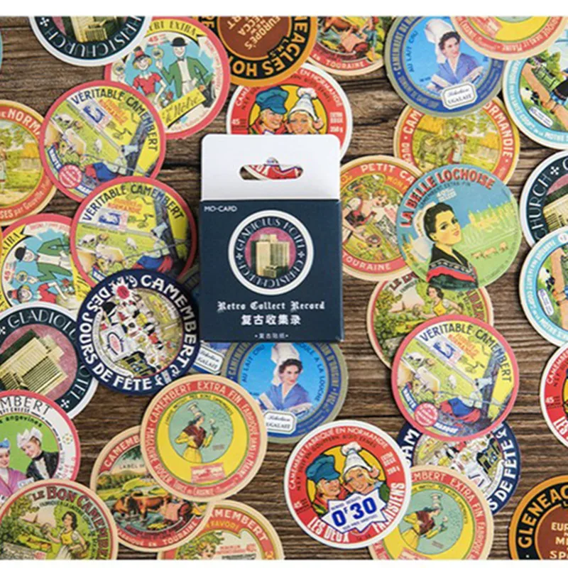 

Mo.Card retro album mini paper diary sticker Scrapbooking Decoration label 1 lot = 1 pack = 45 pcs