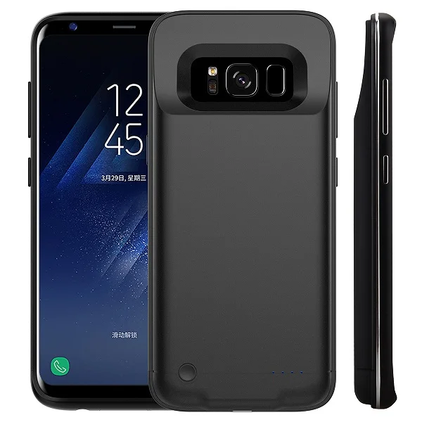 Для samsung Galaxy S8, смартфон, 4200 мА/ч, чехол для зарядного устройства, внешний аккумулятор, чехол для телефона, Расширенный чехол для зарядки аккумулятора - Цвет: black