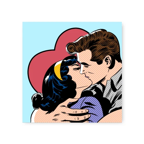 Любовь мультфильм взрыв поп-арт целование Пара Ретро Стиль Спальня стены Искусство Холст Живопись винтажные плакаты и принты Декор - Color: PH4698