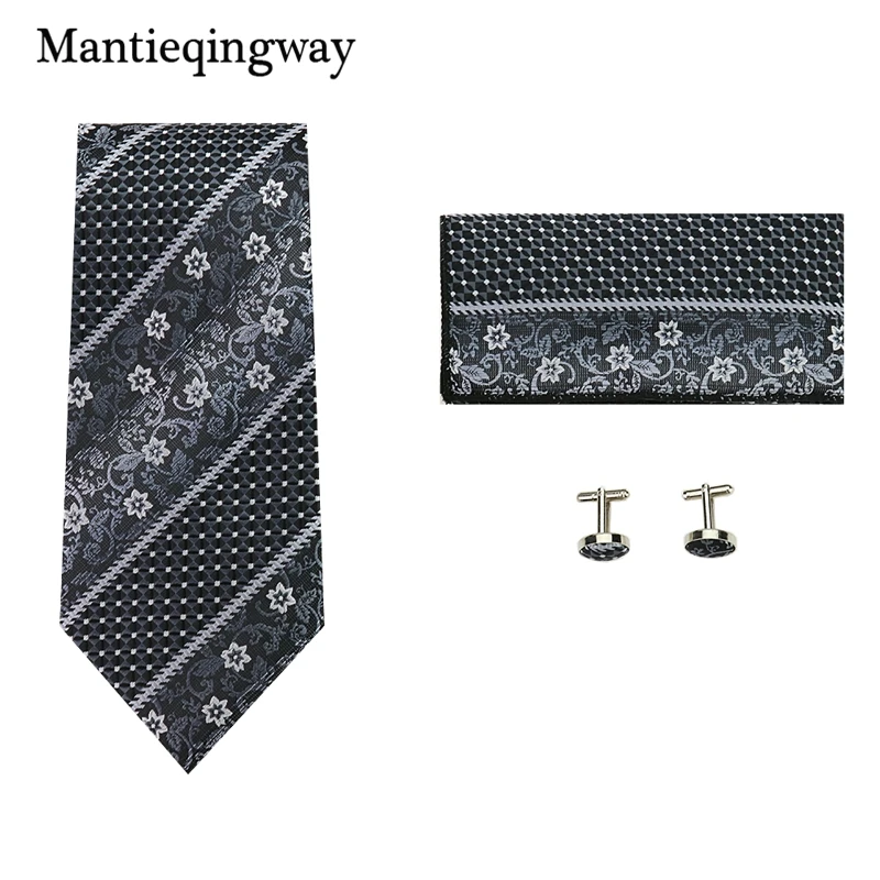 Mantieqingway мужской свадебный полиэфирный жаккардовый платок запонки шеи галстук набор брендовый галстук носовой платок костюм в горошек Corbatas