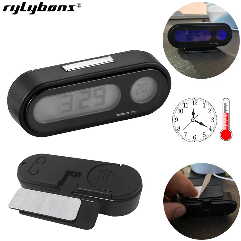 

Car Ornament Automobile 2in1 Auto Interior LED Display Clock Decor Clock Watch Thermometer Automotive Dashboard Decoration