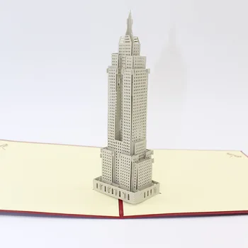 

3D Laser Cut Handmade Carving Empire State Building Paper Invitation Greeting Card PostCard Children Kids Creative Gift Souvenir