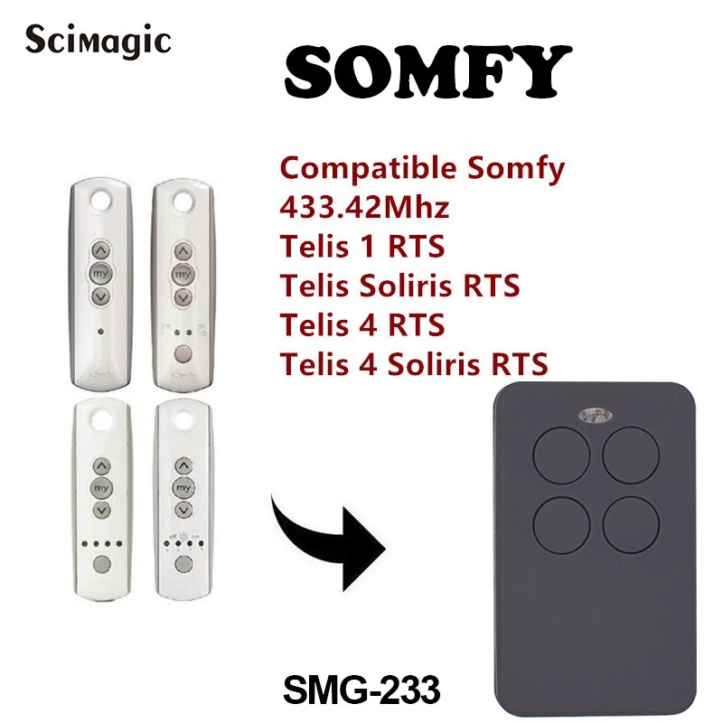 SOMFY Telis 4 RTS, Somfy Telis 4 Soliris RT контроллер гаражной двери совместим с 433,42 МГц rolling code Keytis 4 RTS передатчик